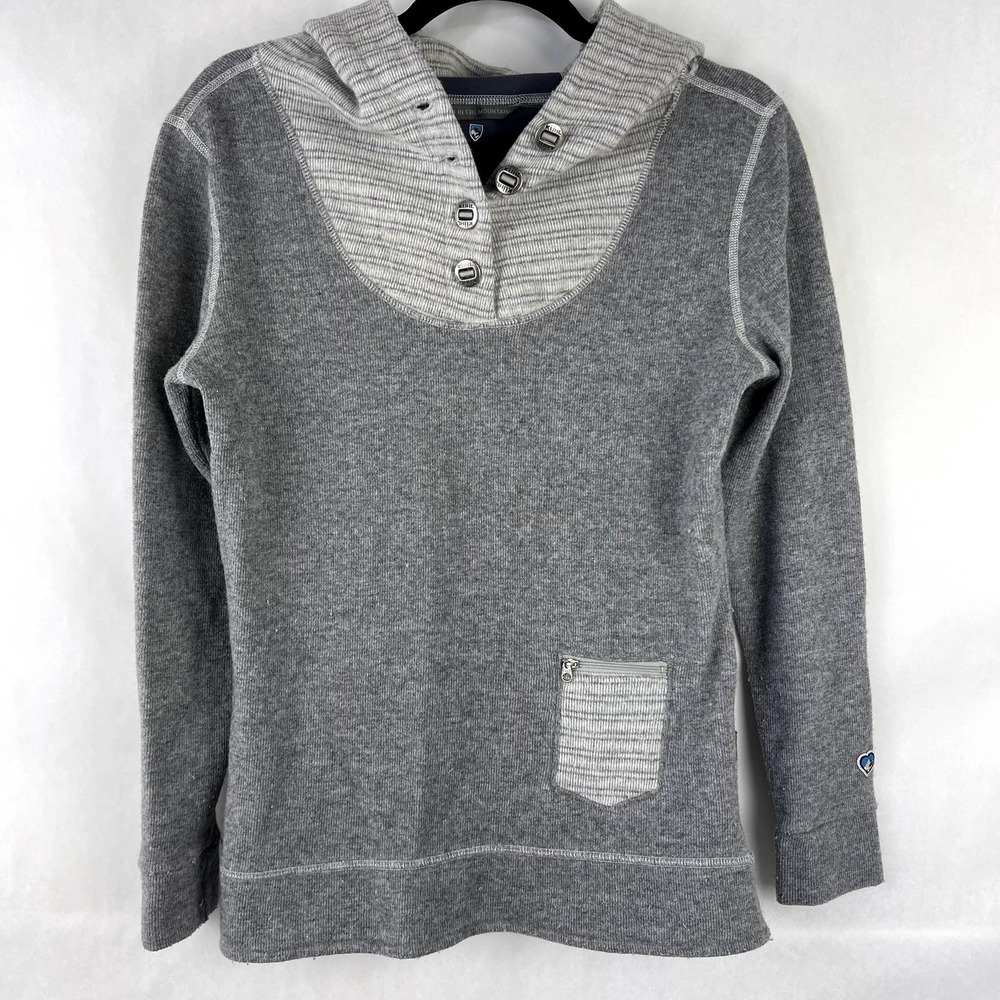 Kuhl Ana Hoodie Chianti Fleece Sweater Wool Gray Womens Size Small